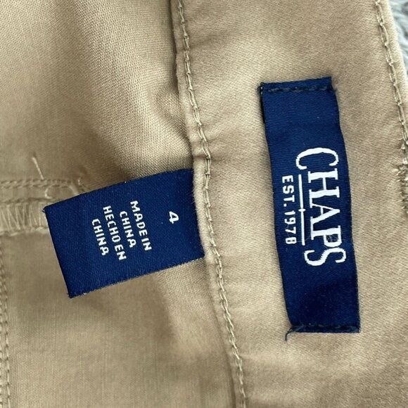 Chaps Womens Khaki Trouser Pants Size 4 Cotton Blend Slim Fit a1075 - Picture 3 of 10